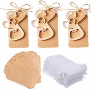 Pack de 30 Abrebotellas de Doble Corazón para Boda