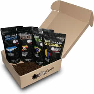 Café en grano de cuatro orígenes en caja de regalo