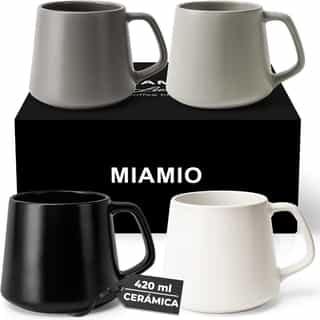 Set de 4 tazas de café de gres de 420 ml